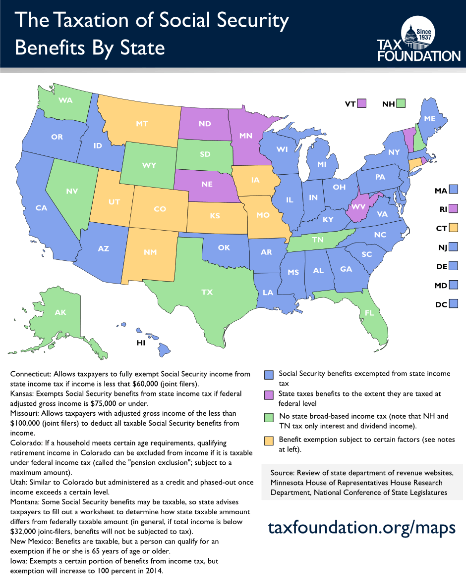 Monday Map: State Income Taxes on Social Security Benefits