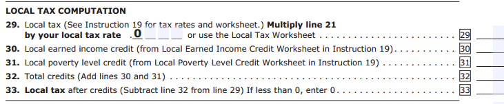 Maryland local income taxes on the state form