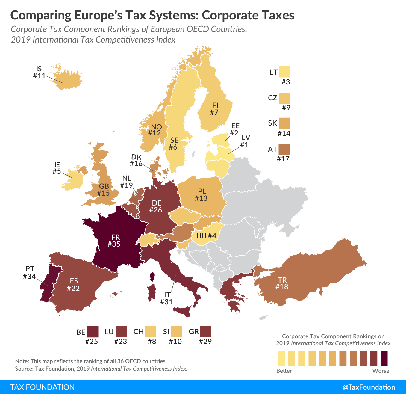 Worst corporate tax systems in the OECD, best corporate tax systems in Europe, best corporate tax systems in the OECD, Worst corporate tax systems in Europe, Best corporate tax systems in Europe, worst corporate tax codes around the world