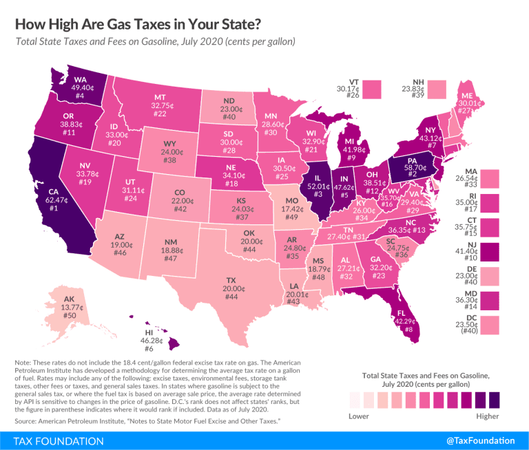 Gas Tax Rates by State | 2020 State Fuel Excise Taxes | Tax Foundation