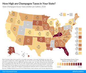 New Year's Eve and Taxes. New Year's Eve tax map. Champagne taxes by state