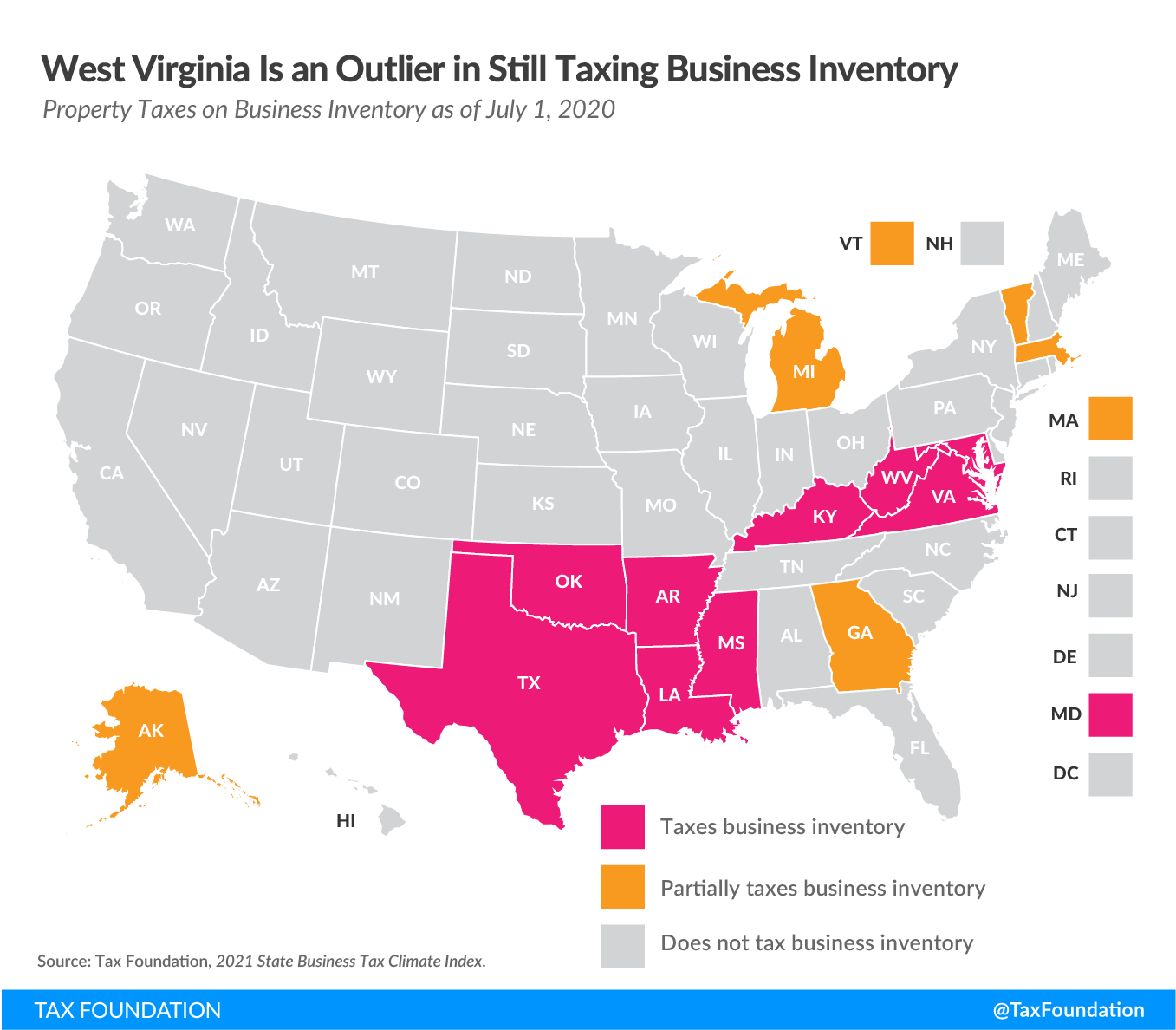 West Virginia Is an Outlier in Still Taxing Business Inventory West Virginia income tax repeal proposal. Explore Governor Jim Justice income tax proposal. Governor Justice proposal to repeal West Virginia personal income tax