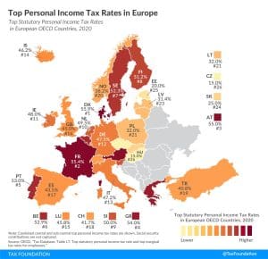 Top statutory personal income tax rates in Europe 2021