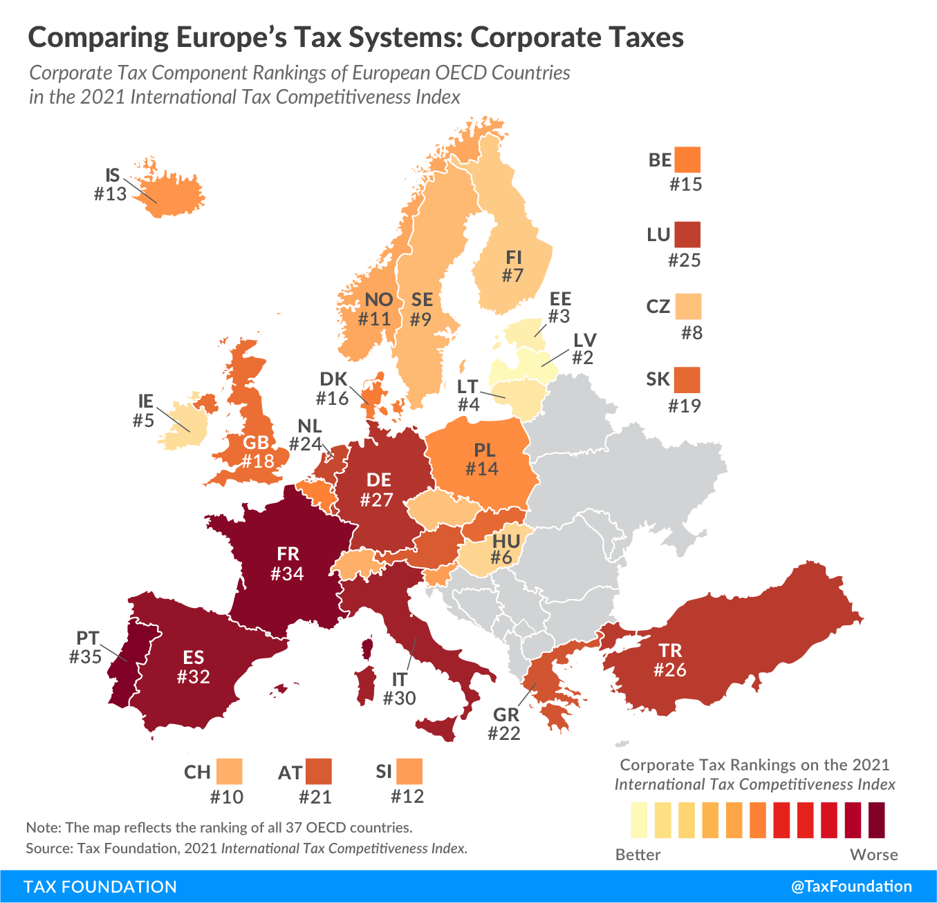 Comparing Corporate Tax Systems in Europe 2021 Worst Corporate Tax Systems in Europe 2021
