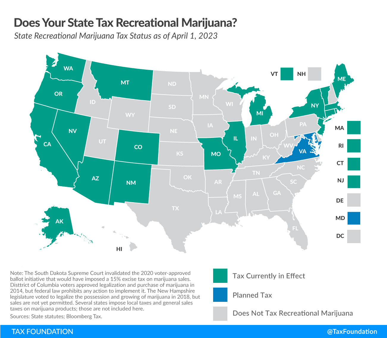 State recreational marijuana taxes as of April 2023 state cannabis tax rates