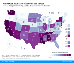 Ranking sales taxes on the 2023 State Business Tax Climate Index best and worst sales tax codes in the country