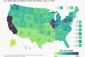 2023 state gas tax rates by state California Illinois Pennsylvania