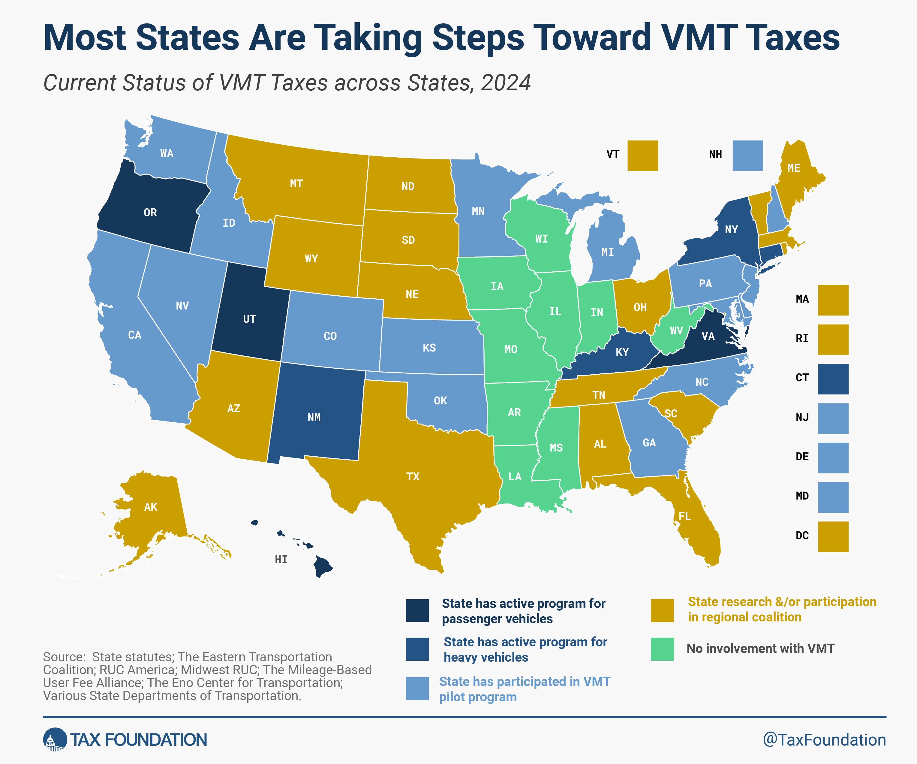 State VMT Taxes and Vehicle Miles Traveled Taxes by State 2024