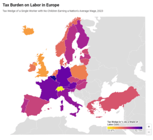 Tax Burden on Labor in Europe 2024 taxing wages tax wedge