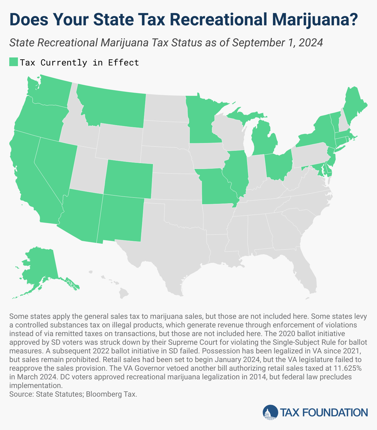 Recreational Marijuana Taxes by State, 2024