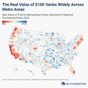 Purchasing Power Map 2024 RealValue of $100 regional price parity tax foundation