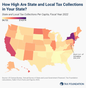 State and Local Tax Collections Per Capita by State, 2025 State and Local Tax Burdens by State