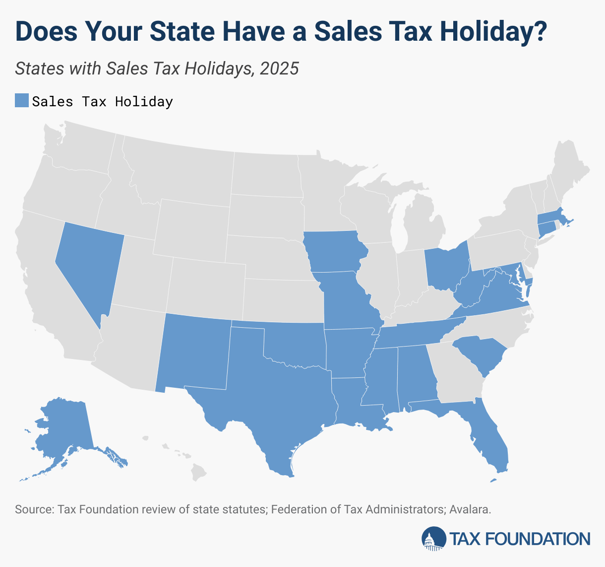 Sales Tax Holidays by State, 2025