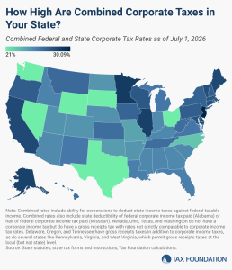 Combined state and federal corporate tax rates as of 2026